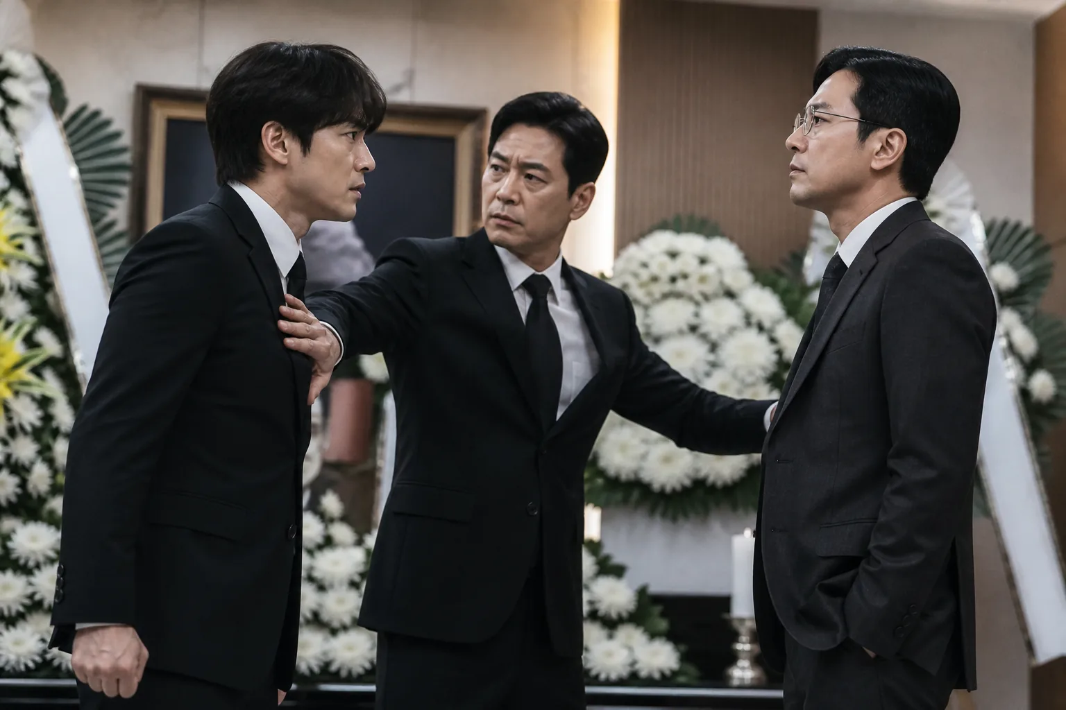 부실공사와 거액 비리를 둘러싼 드라마 갈등을 표현한 이미지
