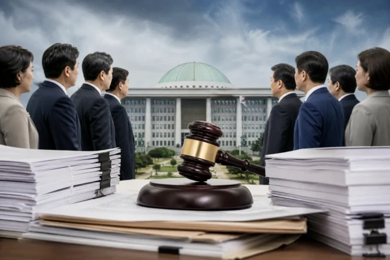 국회 회의장에서 검찰개혁 연구용역 활용 문제를 논의하는 모습