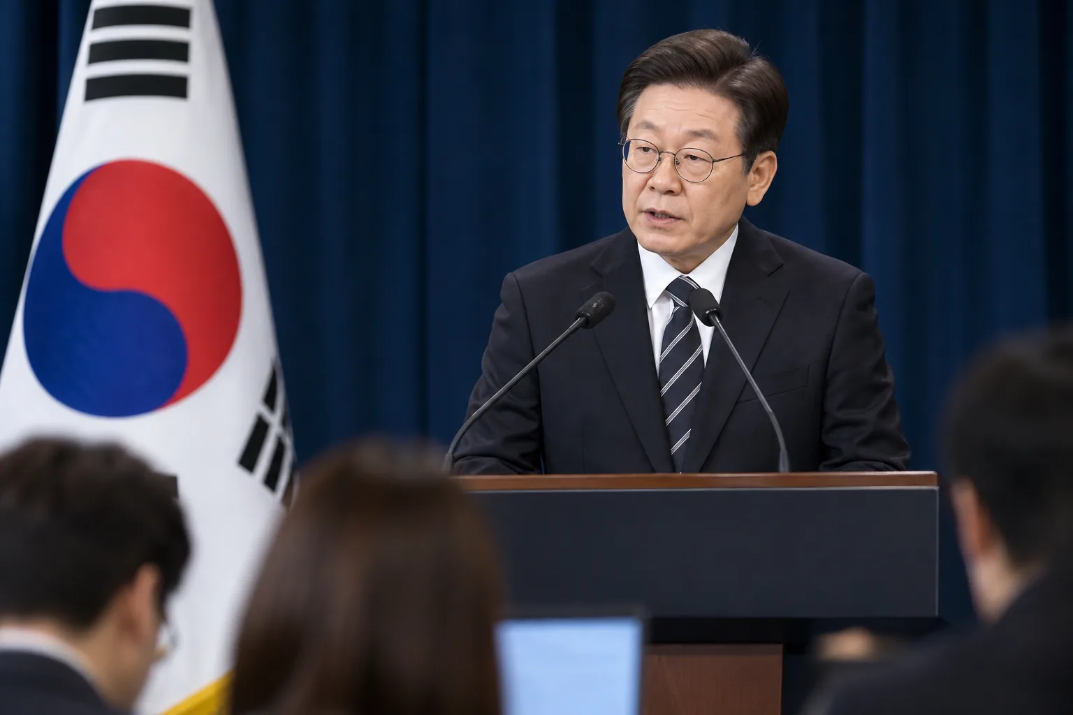 이 대통령 지지율 33.8%, 9주 연속 하락…민주 36.1%·국힘 42.1%ㅣ리얼미터 배경과 파장을 설명하는 이미지