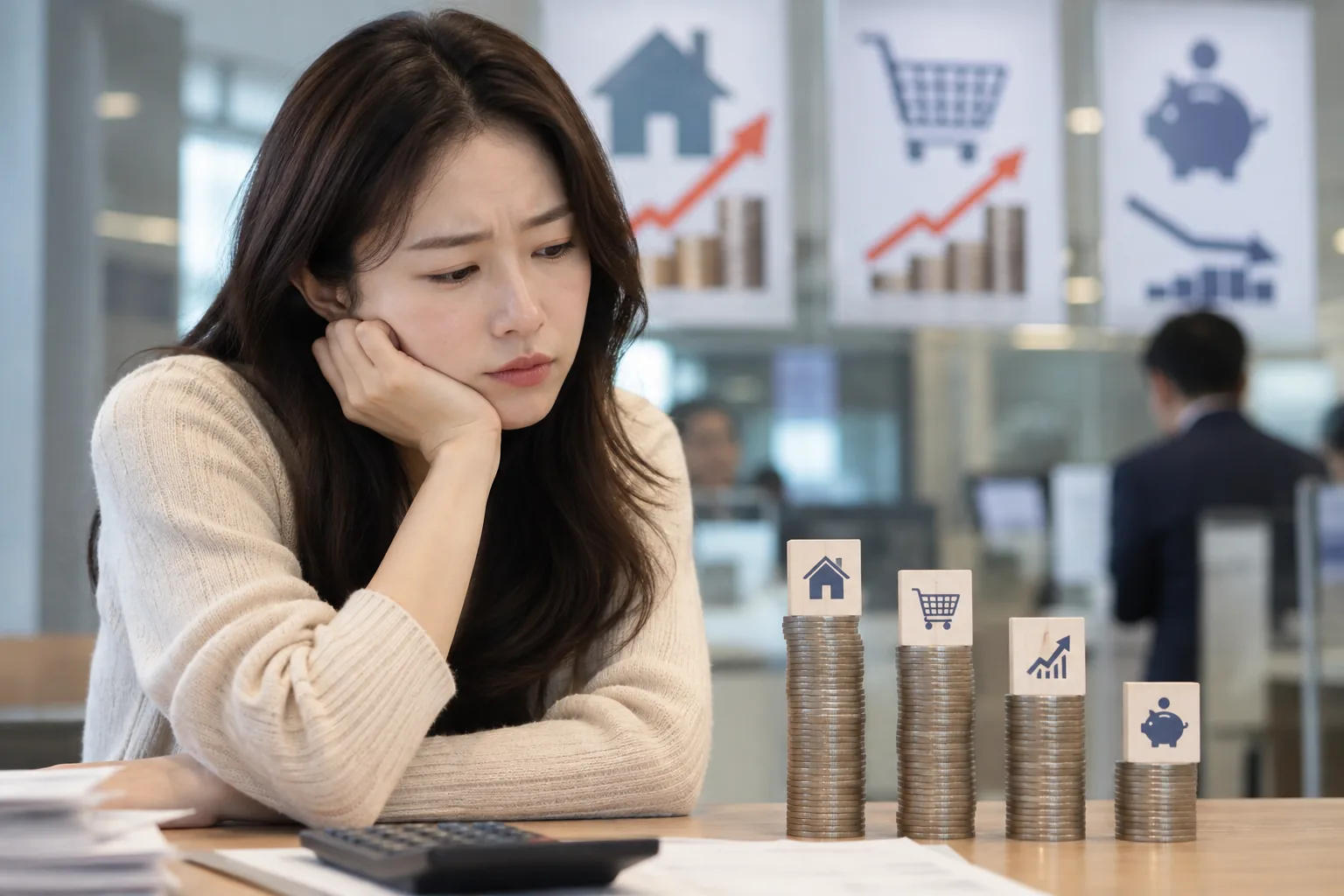 대출금리·물가 뛰는데 예금금리는 ‘찔끔’…재테크족 불만 핵심 내용을 시각화한 이미지