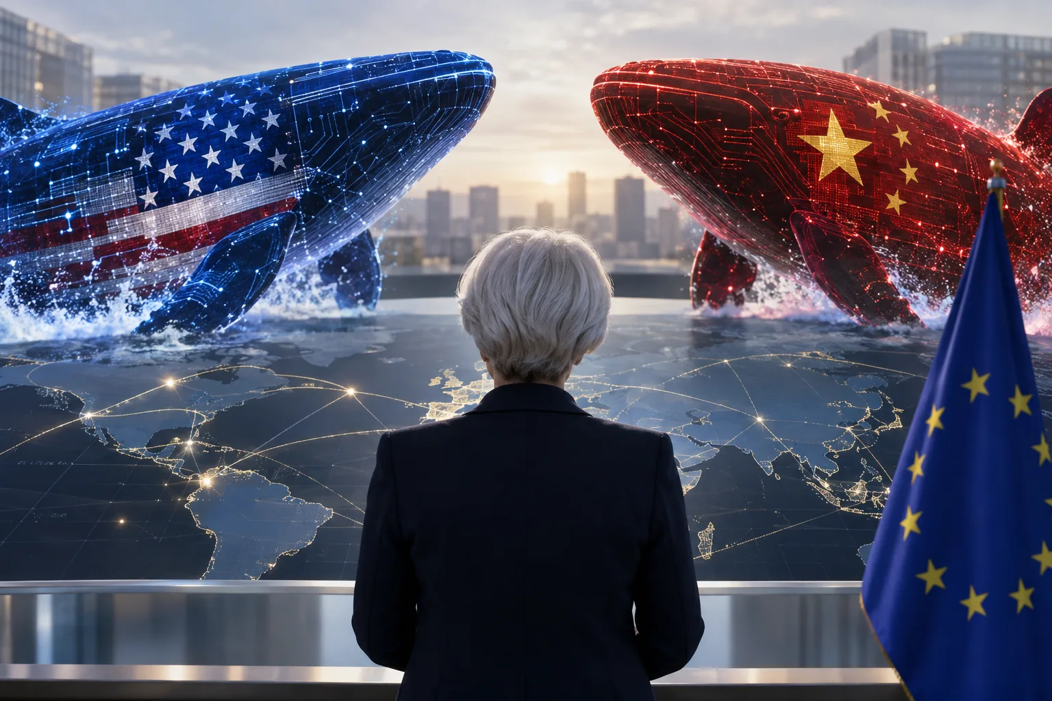 美·中 AI ‘고래 싸움’에…ECB 수장 “유럽, 종속 또는 성장포기 ‘곤란한 선택’ 직면” 배경과 파장을 설명하는 이미지