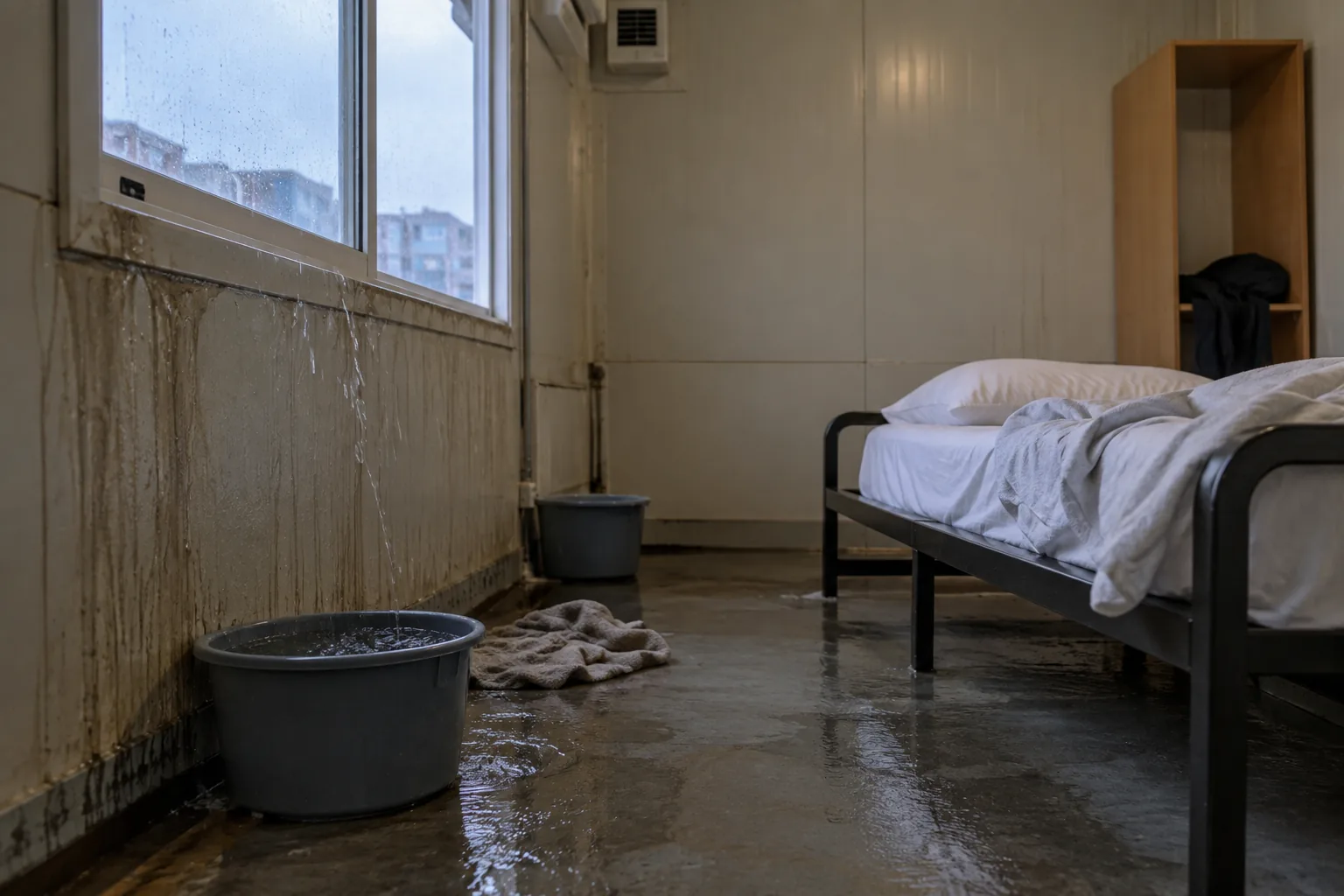 물 새는 컨테이너 숙소에, 침대는 장신 선수에 짧아 “살려주세요… 역대 최악” 핵심 내용을 시각화한 이미지