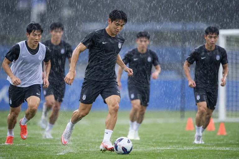 [아시안게임] '쾌승' 축구대표팀, 여유 속 빗속 훈련…주장 이기혁은 휴식 관련 스포츠 뉴스 대표 이미지