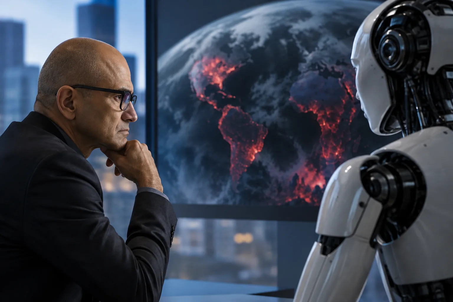 Microsoft says AI rival Anthropic could have 'disastrous impact' on humanity 핵심 내용을 시각화한 이미지