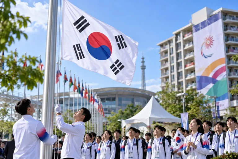 [아시안게임] 나고야에 힘차게 게양된 태극기…한국 선수단 공식 입촌 관련 스포츠 뉴스 대표 이미지