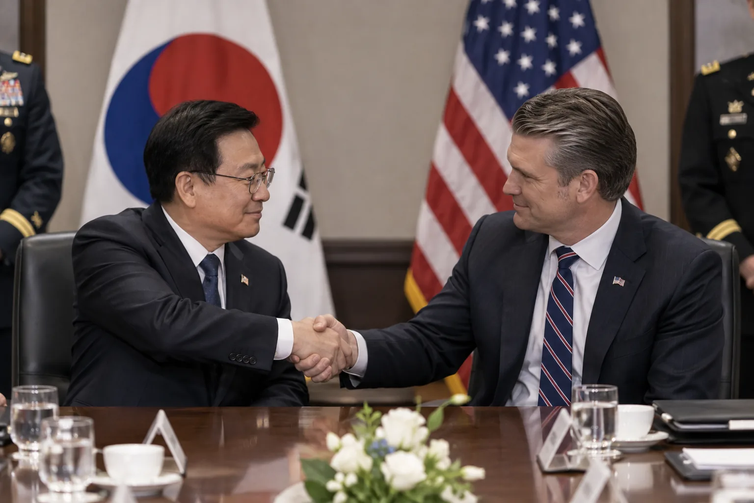[속보] 한미 "전작권 전환 지속 협력"…美 "韓 국방비 증액 높이 평가" 핵심 내용을 시각화한 이미지
