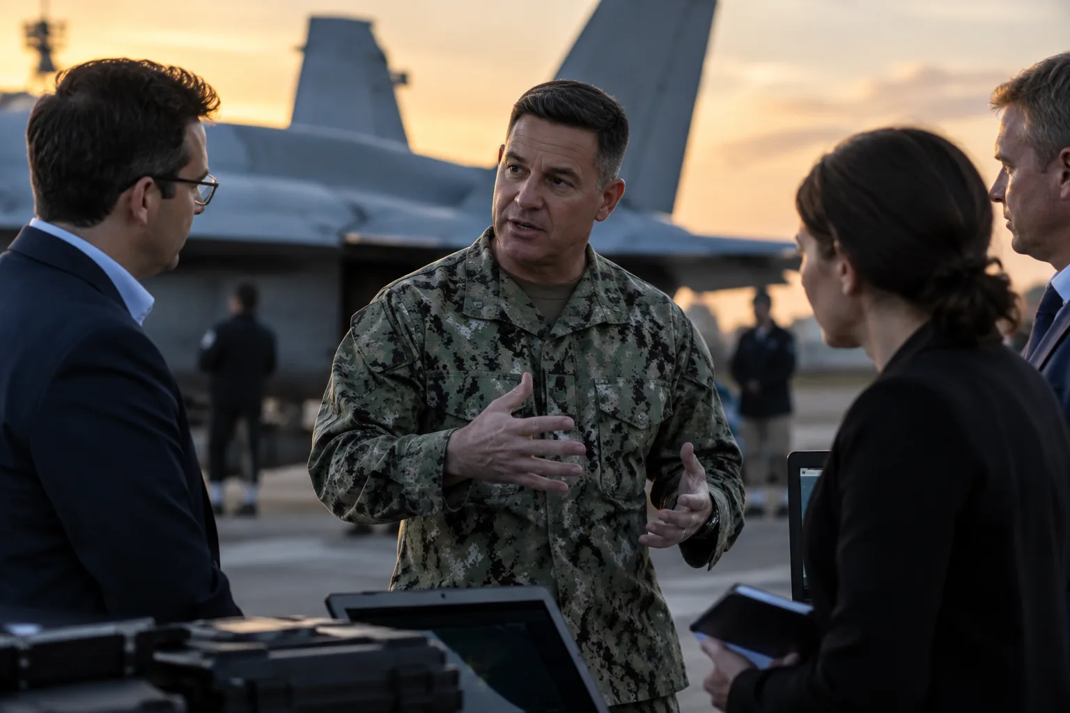 Even mid-sprint to a secret flight, the Navy’s tech chief has a pitch for investors 배경과 파장을 설명하는 이미지