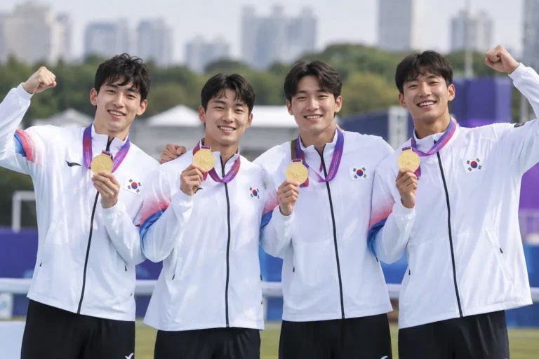 [1보] 아시안게임 한국 '2호 금메달'도 근대5종…남자 단체전 우승 관련 스포츠 뉴스 대표 이미지
