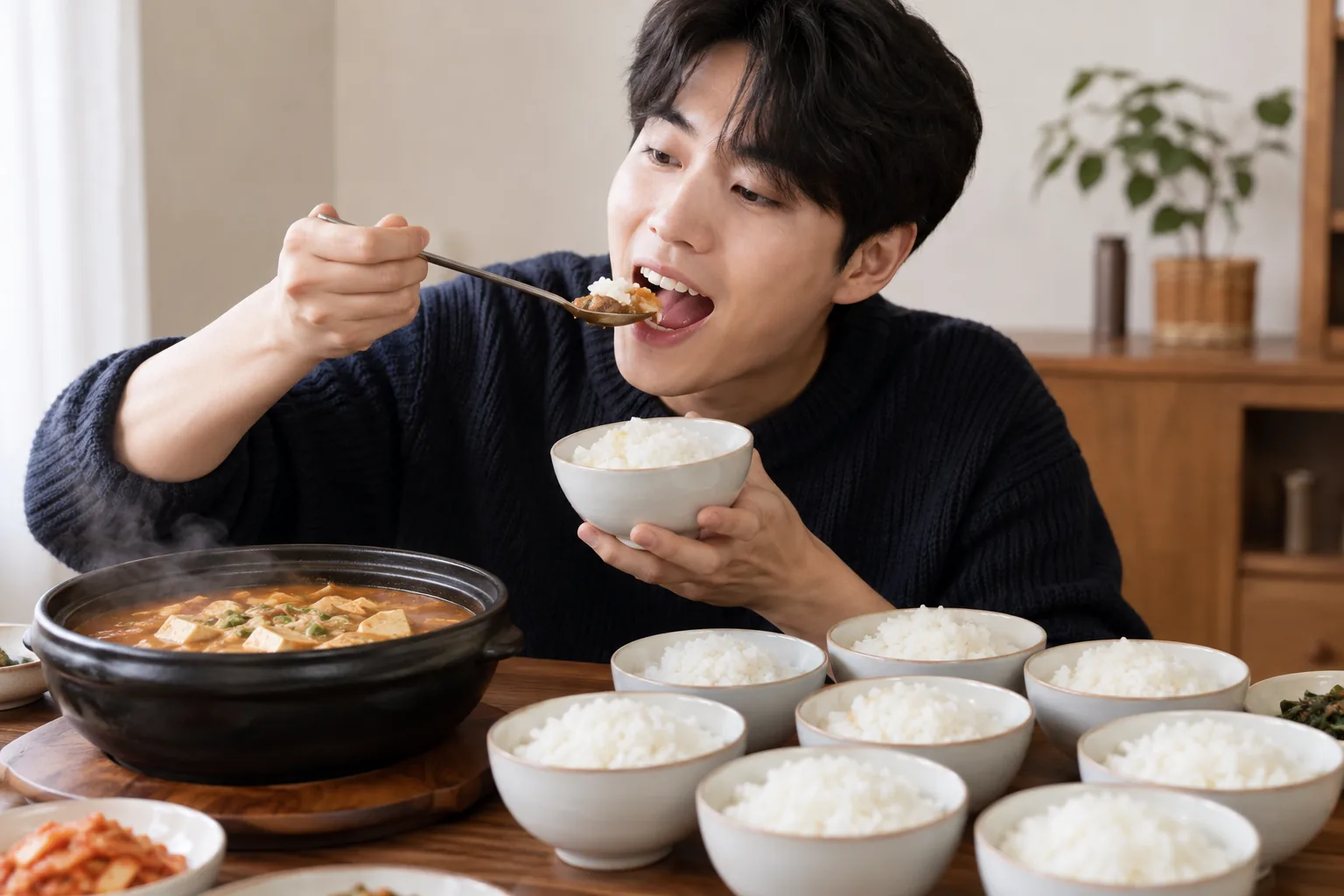 영케이 “된장찌개에 공깃밥 8그릇”…한꺼번에 먹으면 혈당은? 핵심 내용을 시각화한 이미지