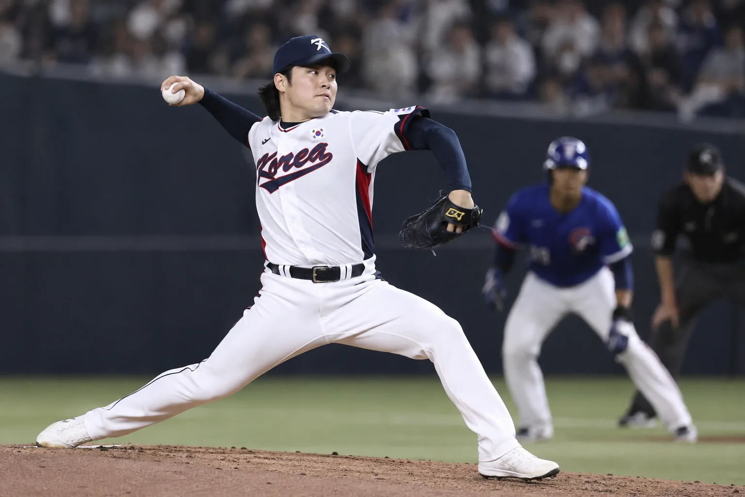 '164㎞'으로 대만 돌려세운 곽빈...야구 대표팀 5-0 완승 핵심 내용을 시각화한 이미지