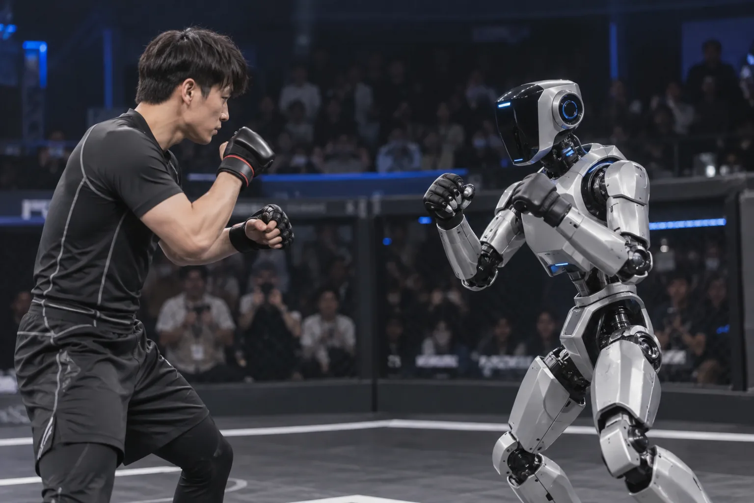 [쇼츠] '인간 vs 휴머노이드 로봇' 격투 경기 화제 배경과 파장을 설명하는 이미지