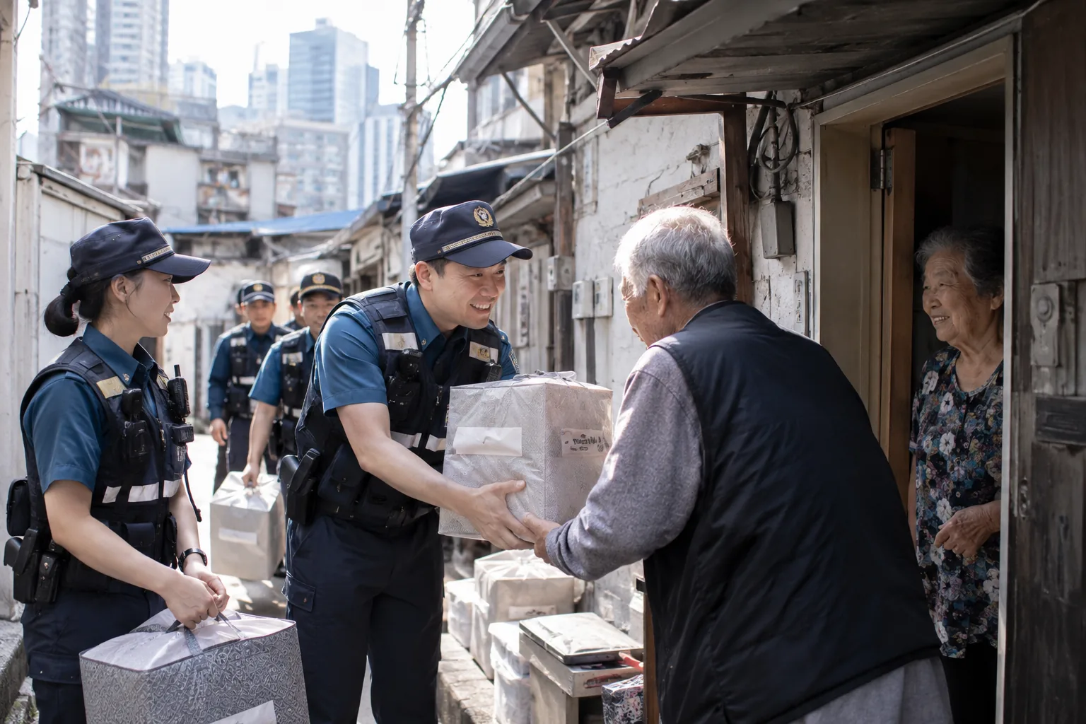 [게시판] 서울 용산서, 추석연휴 맞아 동자동 쪽방촌 물품 지원·합동순찰 핵심 내용을 시각화한 이미지
